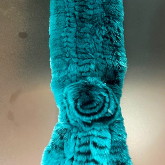 NEW/w tags Julian Gold Women's Scarf in deep Aqua & black accents 35" X 4.5" - Picture 1 of 8